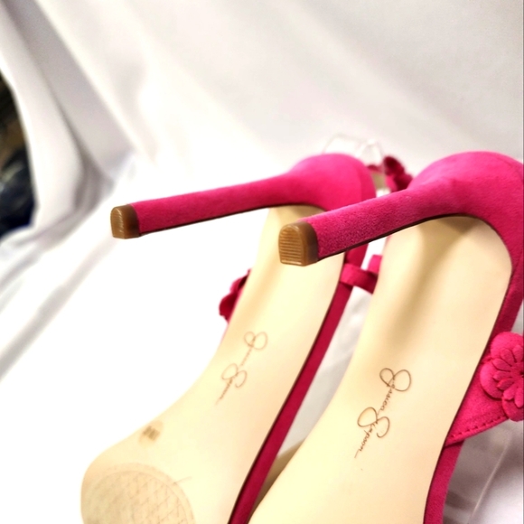 Jessica Simpson Pink Suede Floral Women's Heels - Picture 10 of 14